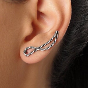 Sterling Silver Minimalist earrings ear climber earrings ear cuff earrings elf earcuffs ear crawler earcuff gift for her