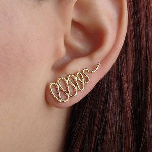 Gold Snake Ear Climbers: Sterling Silver Statement Earrings