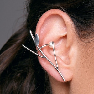 Ear Crawler Earring, Leaf Ear Cuff & Hypoallergenic Ear Climber, gift for her unique