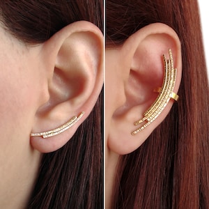 Mothers day gift Sterling silver statement earrings Gold earrings ear climber earcuff minimalist earrings ear cuff crawlers mom jewelry