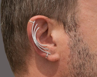 Sterling Silver Men&#39;s Ear Cuff: Handmade Non Pierced Jewelry