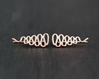 Rose Gold Sterling Silver Snake Ear Cuff Climber Earrings