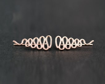 Handmade gift Rose gold ear cuff earrings snake earcuffs climbing earrings rose Trendyhypoallergenic ear climbers Trendy