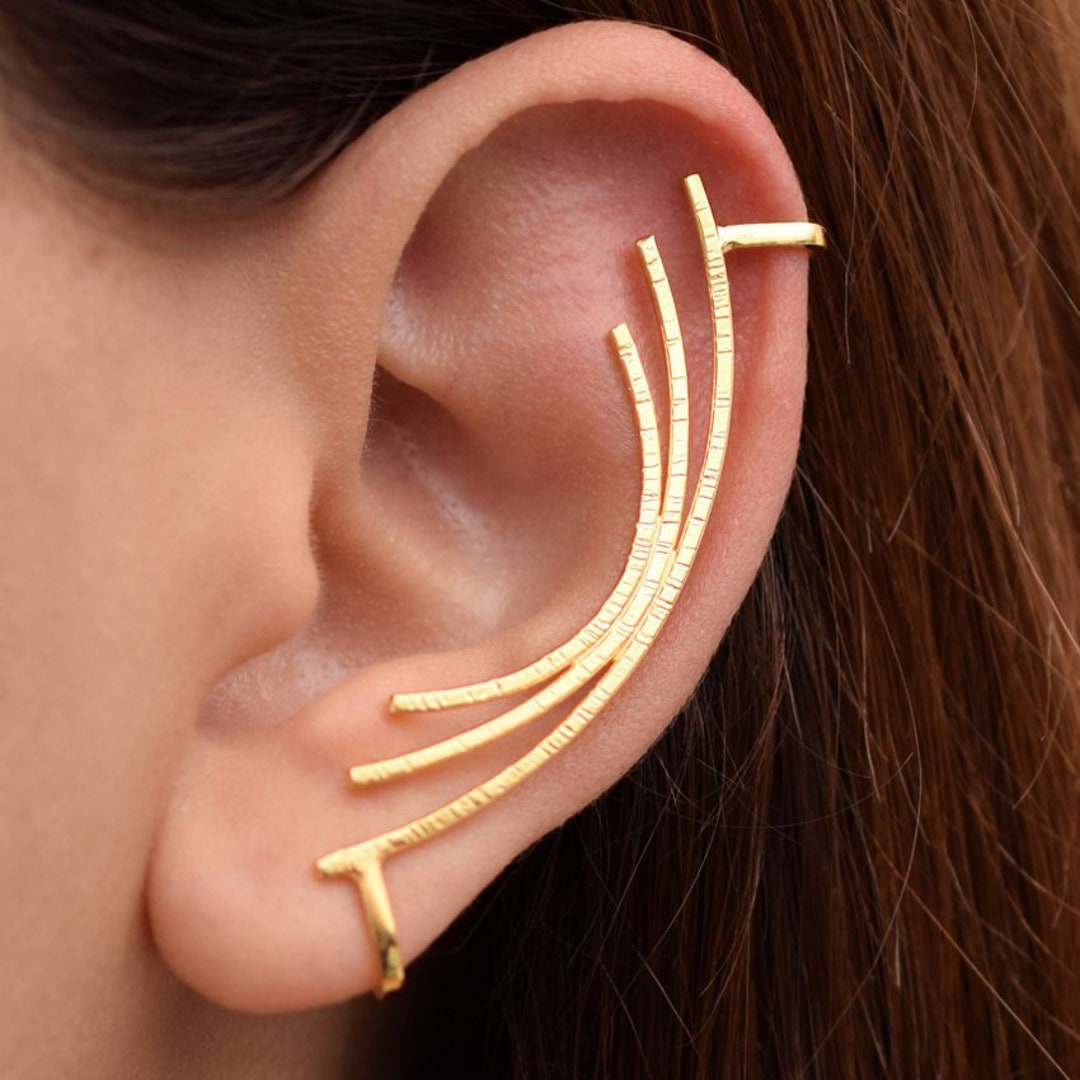 Buy Sterling Silver Gold Plated Ear Cuff: Non Pierced Statement Earring  Online in India - Etsy