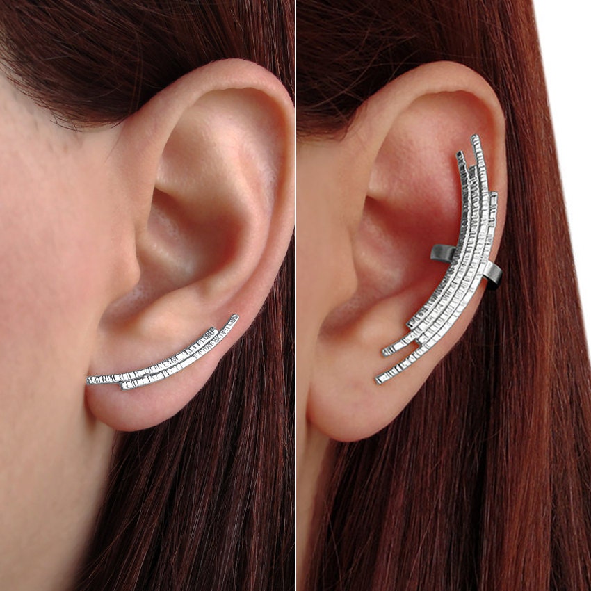 Mismatched earring cuffs sterling silver earrings earcuff Etsy