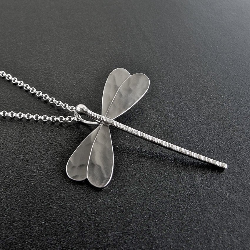 Valentines Day Gift for Her Dragonfly Necklace Pendant Sterling