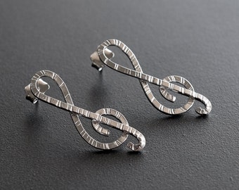 Mothers day gift Sterling silver Stud Earrings Treble clef earrings g clef treble clef stud music notes musician mom jewelry