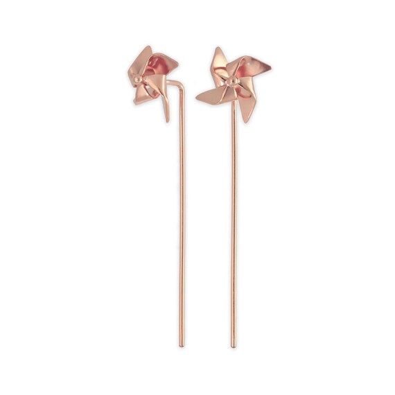 Sterling silver Pinwheel earrings hypoallergenic stud earrings minimalist earrings threader earrings origami earrings gift Gifts