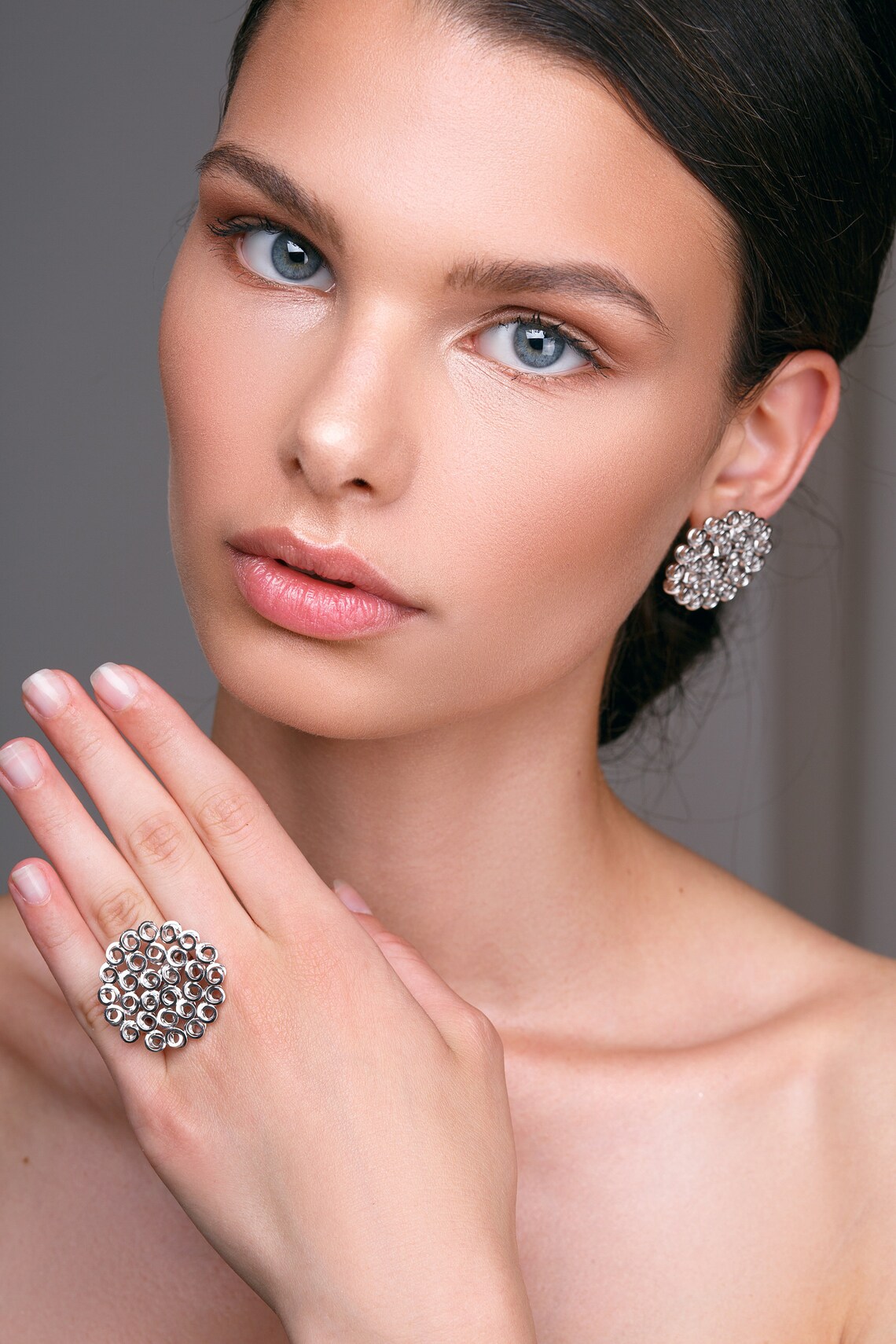 Big Round Ring Statement Ring Sterling Silver Ring for Women Etsy