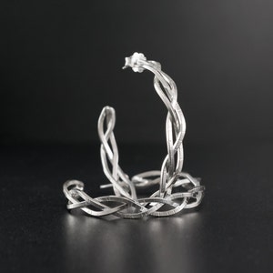 Sterling Silver Braided Hoop Earrings: Large Hypoallergenic Statement Jewelry
