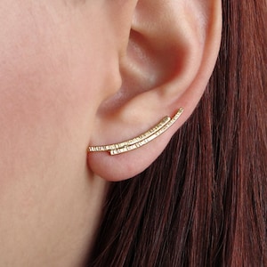 Sterling Silver Minimalist Earrings Hypoallergenic Ear Climbers & Gold Ear Cuffs gift for her unique  Handmade Earrings