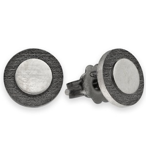 Sterling silver round stud earrings for men | black stud earrings | mens jewelry gifts for him gift for her Birthday gift for men