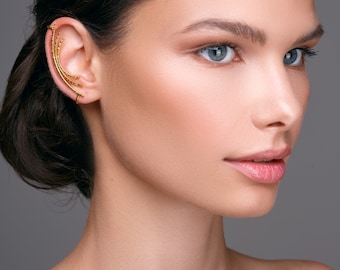 Ear crawler earcuff earring cuff non pierced ear cuff gold no piercing ear climber earring sterling silver jewerly Trendy