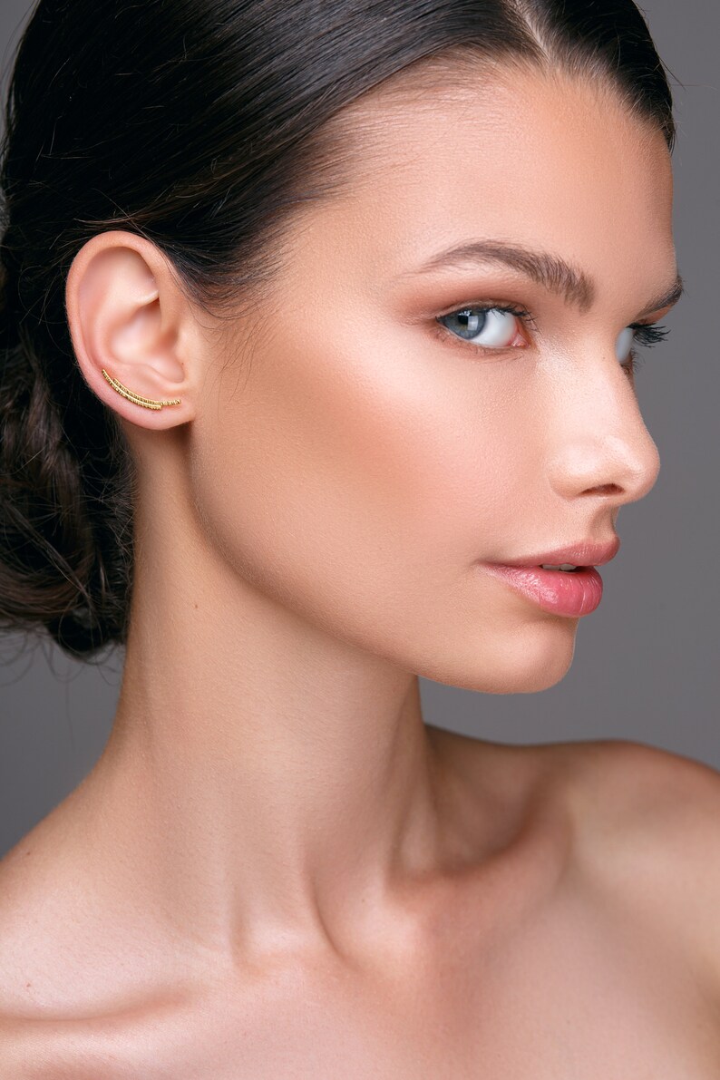 Silver Ear Climbers Minimalist Earring Hypoallergenic Ear Cuff Etsy