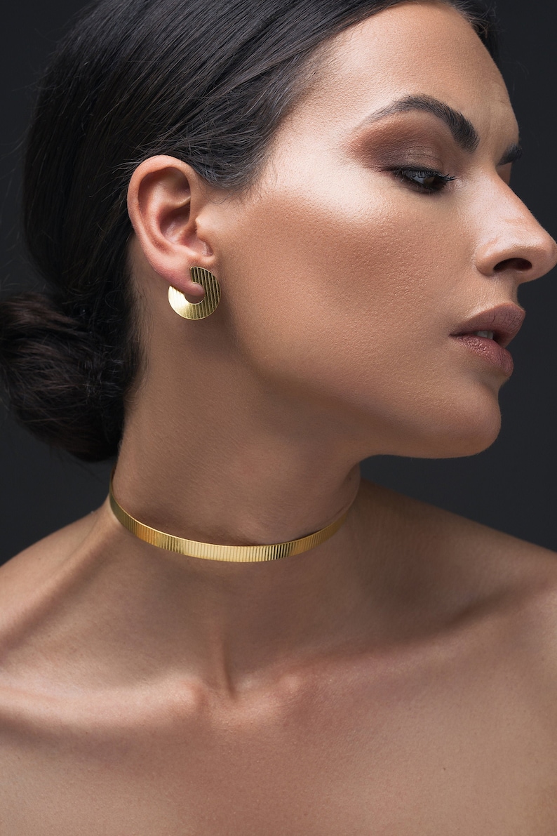 Circle stud earrings huggie earrings edgy earrings earring Etsy