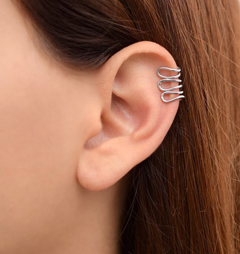 Set of 3 Sterling Silver Ear Wraps Helix Earring Cuffs Etsy