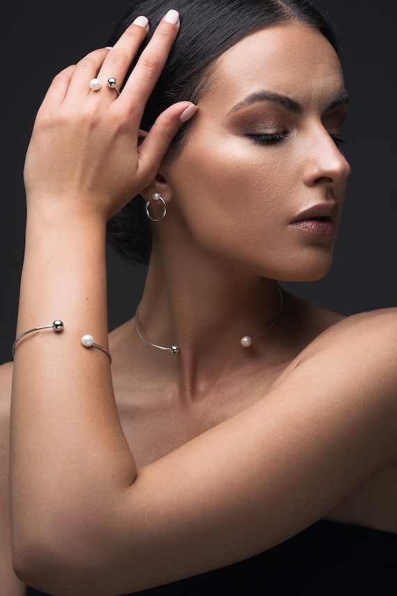 Pearl earrings and ring set sale