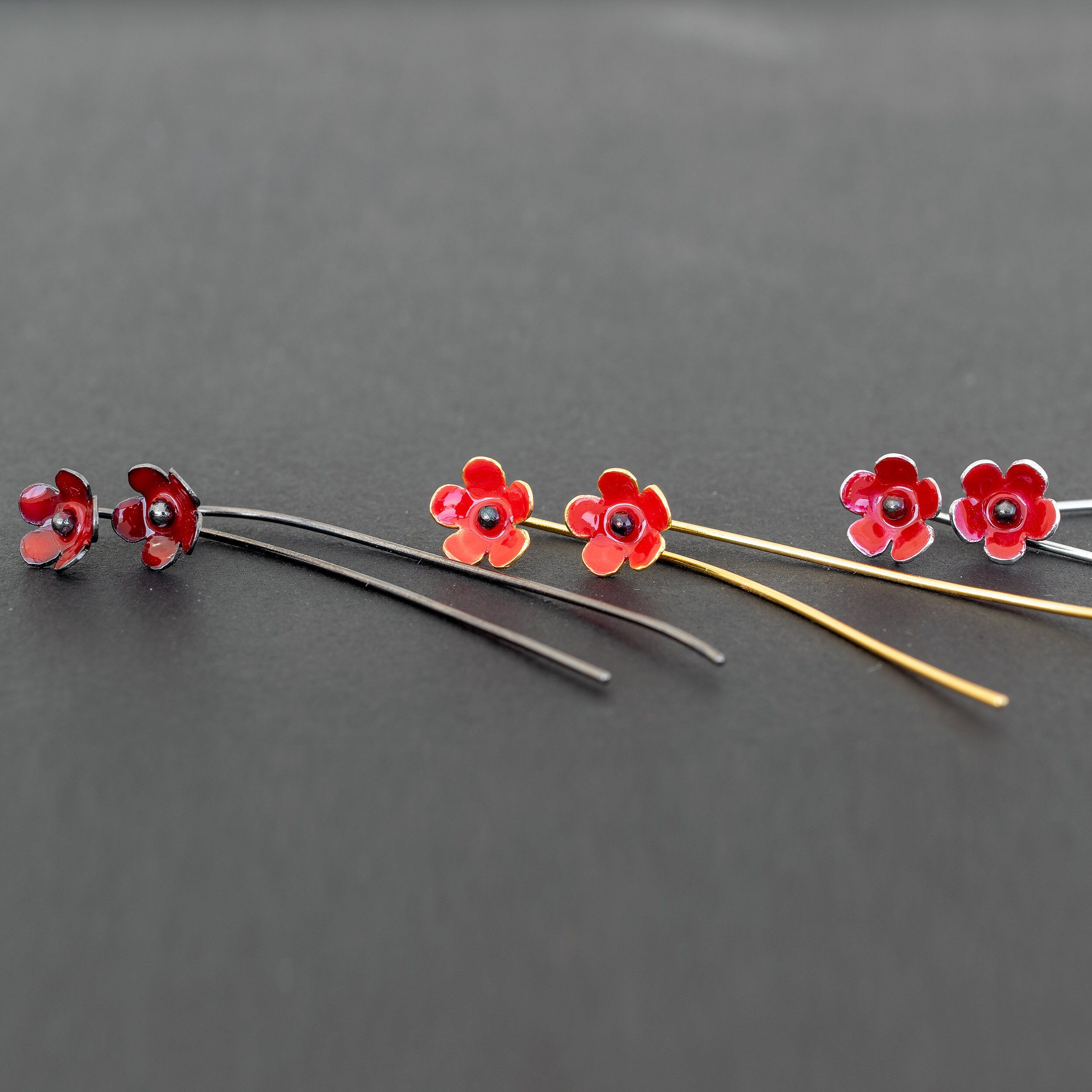 Orecchini Pendenti Rossi A Fiore – Rame Placcato Oro 18K, Zirconi AAA, Per San Valentino E Occasioni Speciali - 2