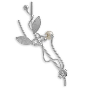 Mothers day gift Sterling silver Statement earrings wrap ear cuff earring elf unusual statement leaf twig mom jewelry image 5