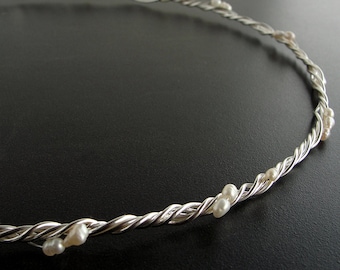 Sterling Silver Greek Wedding Crowns: Stefana with Freshwater Pearls