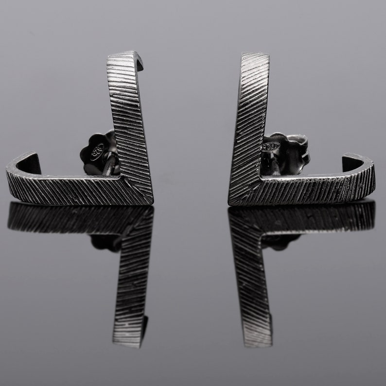 Plata de ley Hombres Joyería Pendientes para hombres Pendientes de plata de ley para hombres pendientes de sementales regalo para hombres regalo de cumpleaños Shiny black/carbon