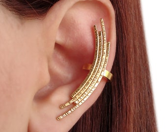 Gold Sterling Silver Ear Cuff: No Piercing Ear Climber