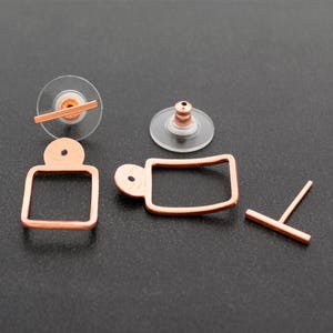 Moederdag cadeau Sterling zilveren gouden stud oorbel jassen minimalistische oorbellen Rose gouden oor jas geometrische oorbel voorkant achterkant Roségoud