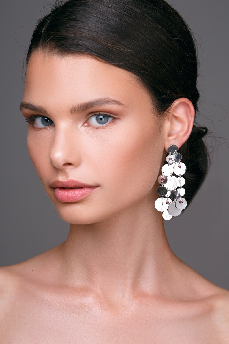 Silver Statement Earrings Extra Long Earrings Silver Earrings Etsy