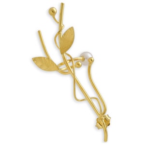 Mothers day gift Sterling silver Statement earrings wrap ear cuff earring elf unusual statement leaf twig mom jewelry image 7