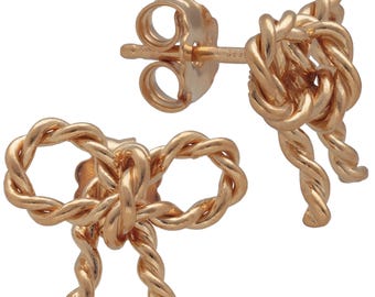 Handmade Sterling Silver Bowknot Stud Earrings