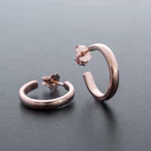 Sterling Silver Hoop Earrings: Minimalist Black Ruthenium Plated Small Hoops