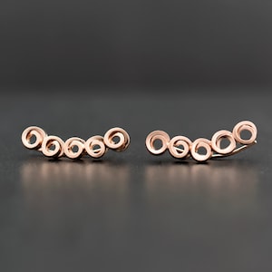 Sterling Silver Rose gold ear cuff earrings rose gold ear crawlers rose gold ear climbers minimalist earrings Gifts gift for her