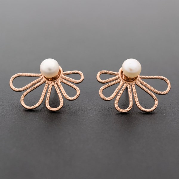 Sterling silver Pear stud earrings Rose gold ear jacket earrings front back earrings double sided earrings mom jewelry