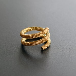 Gold Plated Sterling Silver Spiral Ring: Twisted Bypass Band