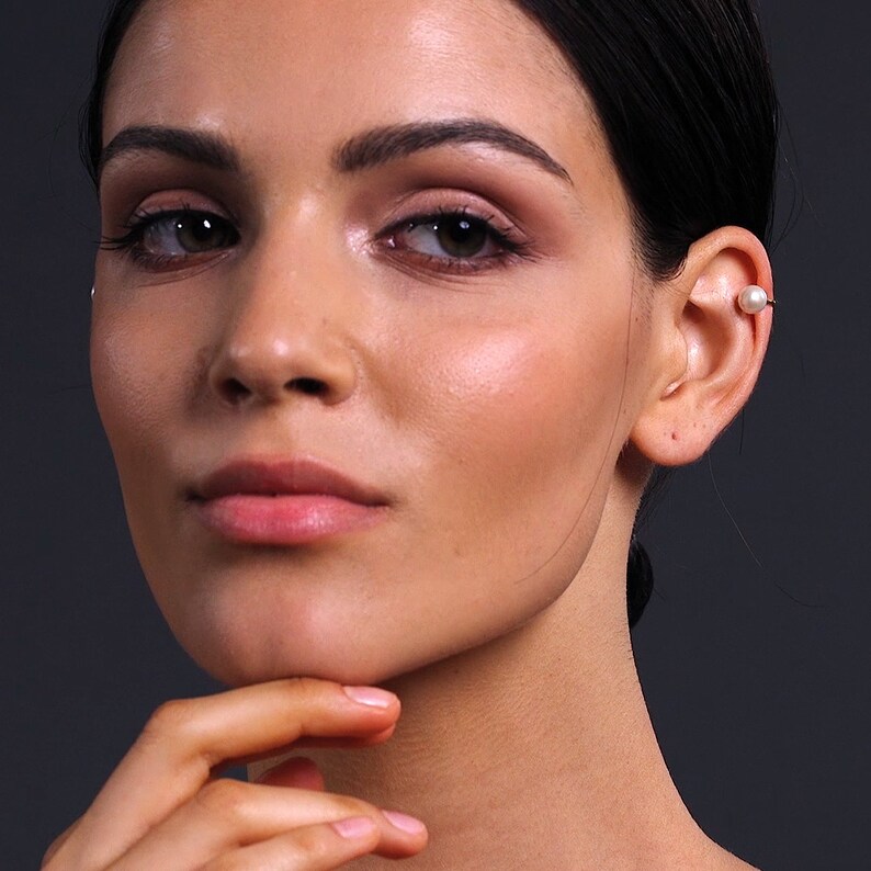 Pearl Earring Stud Pearl Ear Cuff No Piercing Earring Cuff Etsy