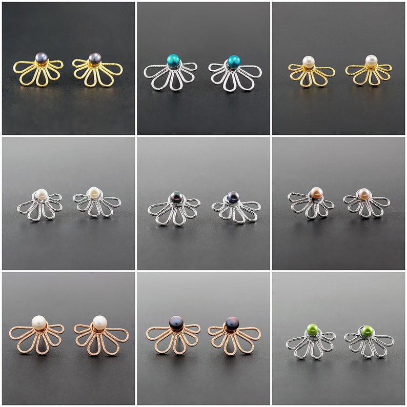 Rose Gold Earring Studs Ear Jacket Earrings Double Sided Etsy