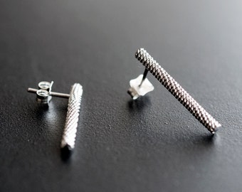 Sterling Silver Bar Stud Earrings: Minimalist Line Design
