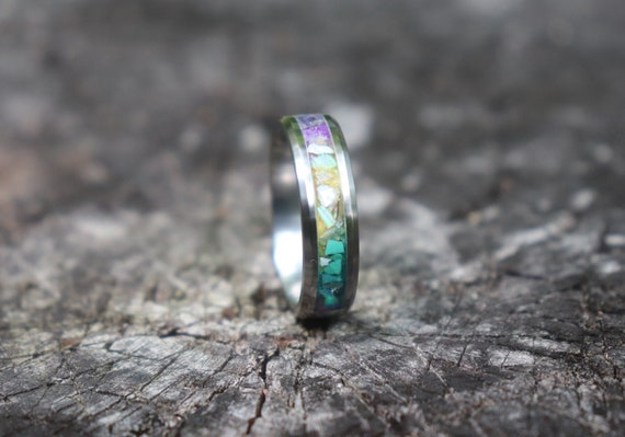 BOARDWALK RING, Abalone Shell, Mother of Pearl, Opal, Glow-In-The-Dark Inlayed Ring