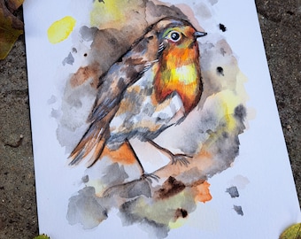 Robin Watercolour yellow