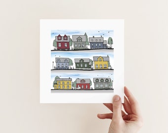 Reykjavik Print A5 - Reykjavik Houses - Iceland Souvenir - Scandi Home Decor - From Iceland by Sonia Nicolson