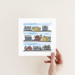 Island Souvenir Haus Illustration Skandinavische Wand Kunst Reykjavik Druck Bunt Nordi Design A6 Postkarten Drucke
