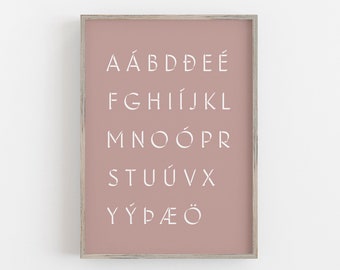 Icelandic Alphabet Print - Iceland - Scandinavian Print - Scandi Home Decor - From Iceland by Sonia Nicolson