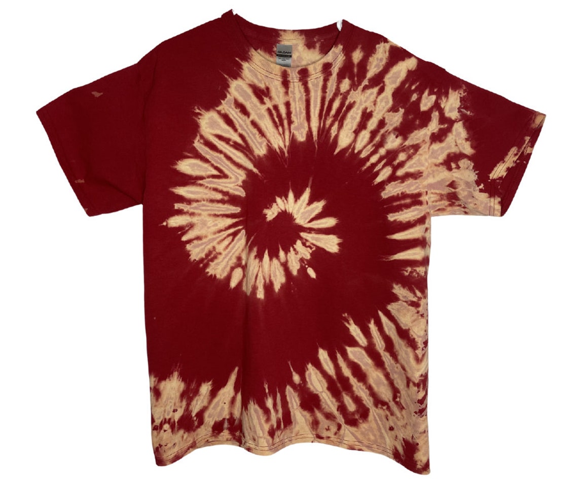 Maroon Bleach Tie Dye Short Sleeve large Etsy