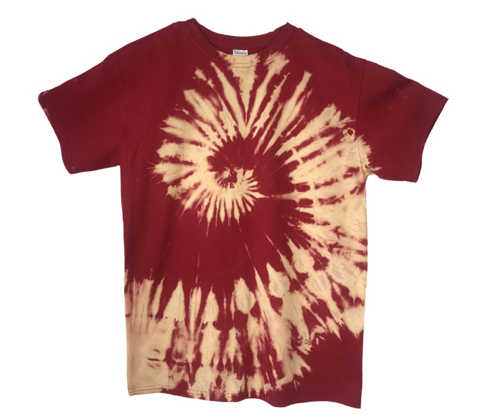 bleach tie dye maroon shirt