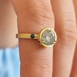 Unique Rustic Diamond Ring with Sapphire and Diamond Accents