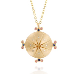 18k Gold Necklace set with Sapphire and Diamonds
