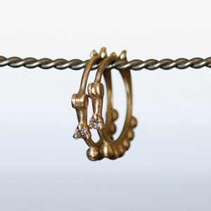 Hoop Earring Gold set with White Diamonds image 1