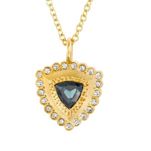 Blue Sapphire Necklace with Champagne Diamonds image 1