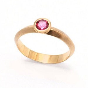 14k Solid Gold Solitaire Pink Tourmaline Engagement Ring with Customization Option image 5