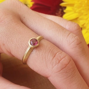 14k Solid Gold Solitaire Pink Tourmaline Engagement Ring with Customization Option image 1